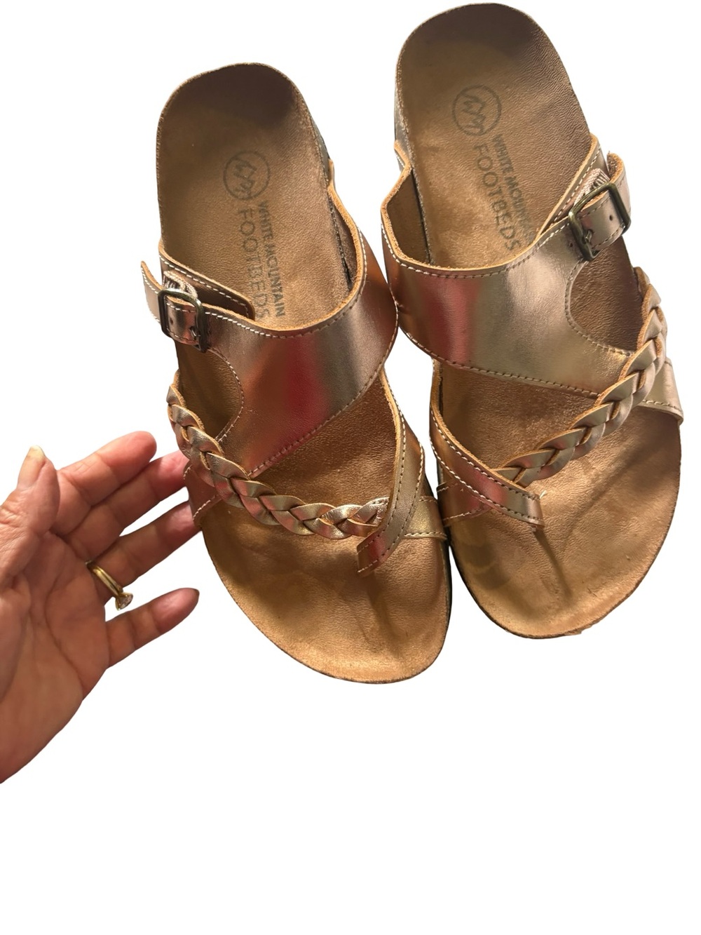 Polo by Ralph Lauren Metallic Braided Slide Sandals - Rose Gold